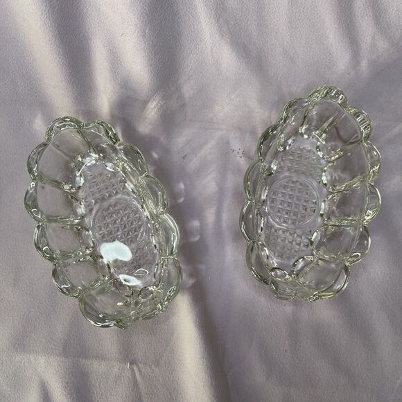 Princess House Spoon Rest X2 Thick Crystal Glass Ruffled Edge Utensil Holder EUC - Picture 2 of 3